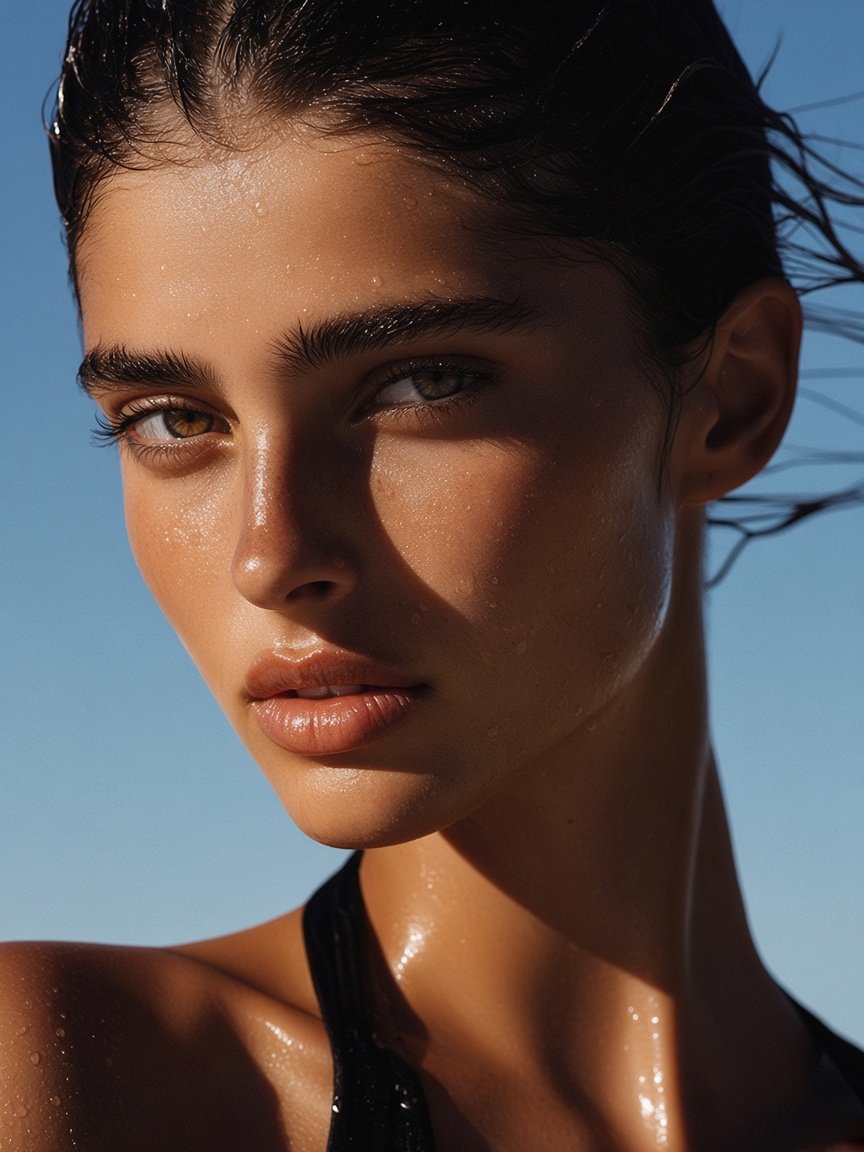 Model with sun-kissed glowing skin