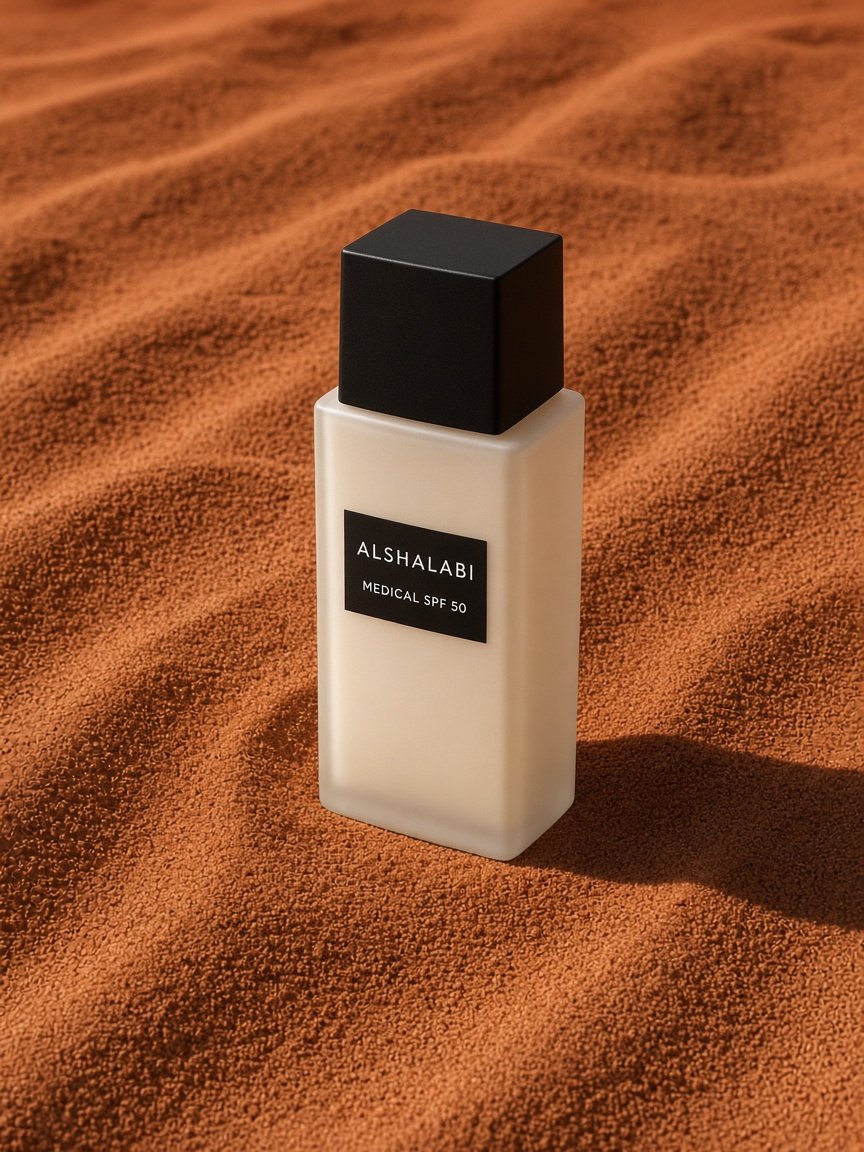 Alshalabi Daily SPF 50 on red sand